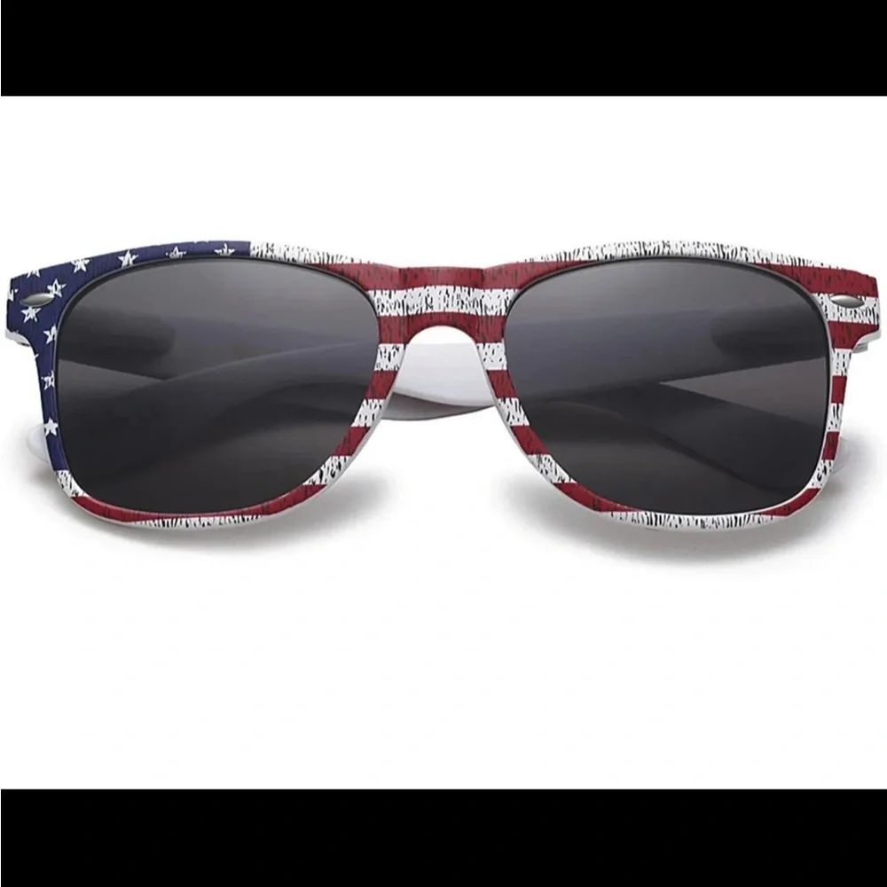 NEW Retro Womens Mens Unisex Sunglasses USA American Flag Red White Blue